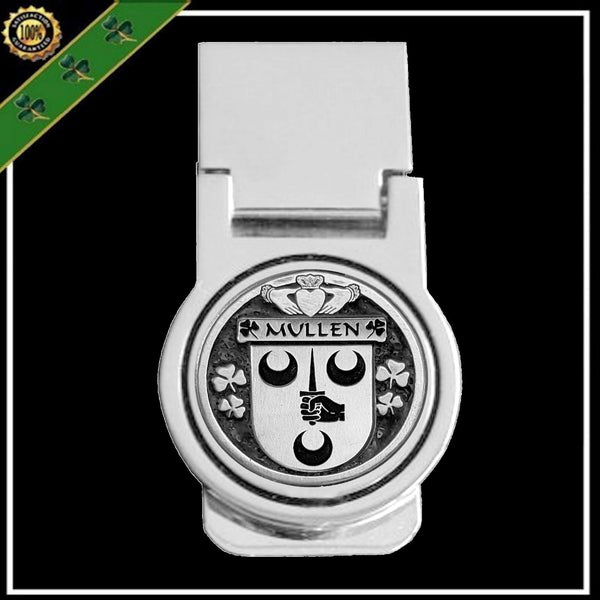 Mullen Irish Disk Coat of Arms Round Money Clip