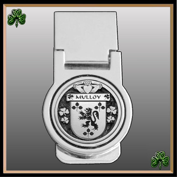 Mulloy Irish Disk Coat of Arms Round Money Clip