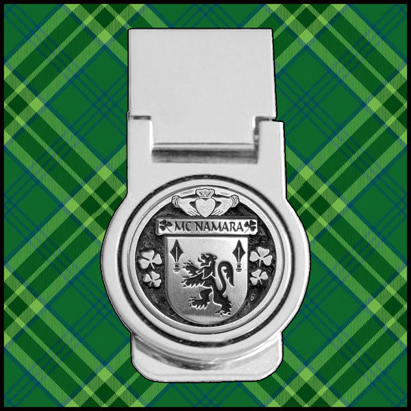 McNamara Irish Disk Coat of Arms Round Money Clip