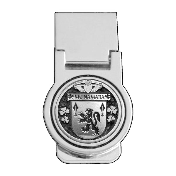 McNamara Irish Disk Coat of Arms Round Money Clip