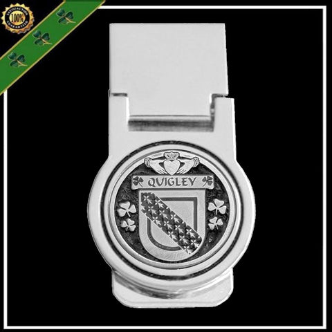 Quigley Irish Disk Coat of Arms Round Money Clip