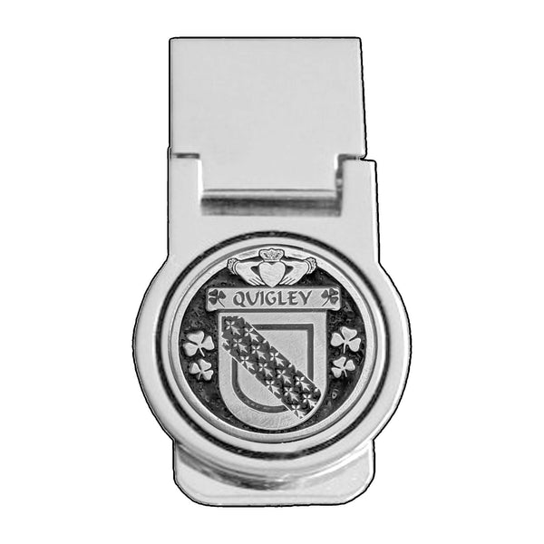 Quigley Irish Disk Coat of Arms Round Money Clip