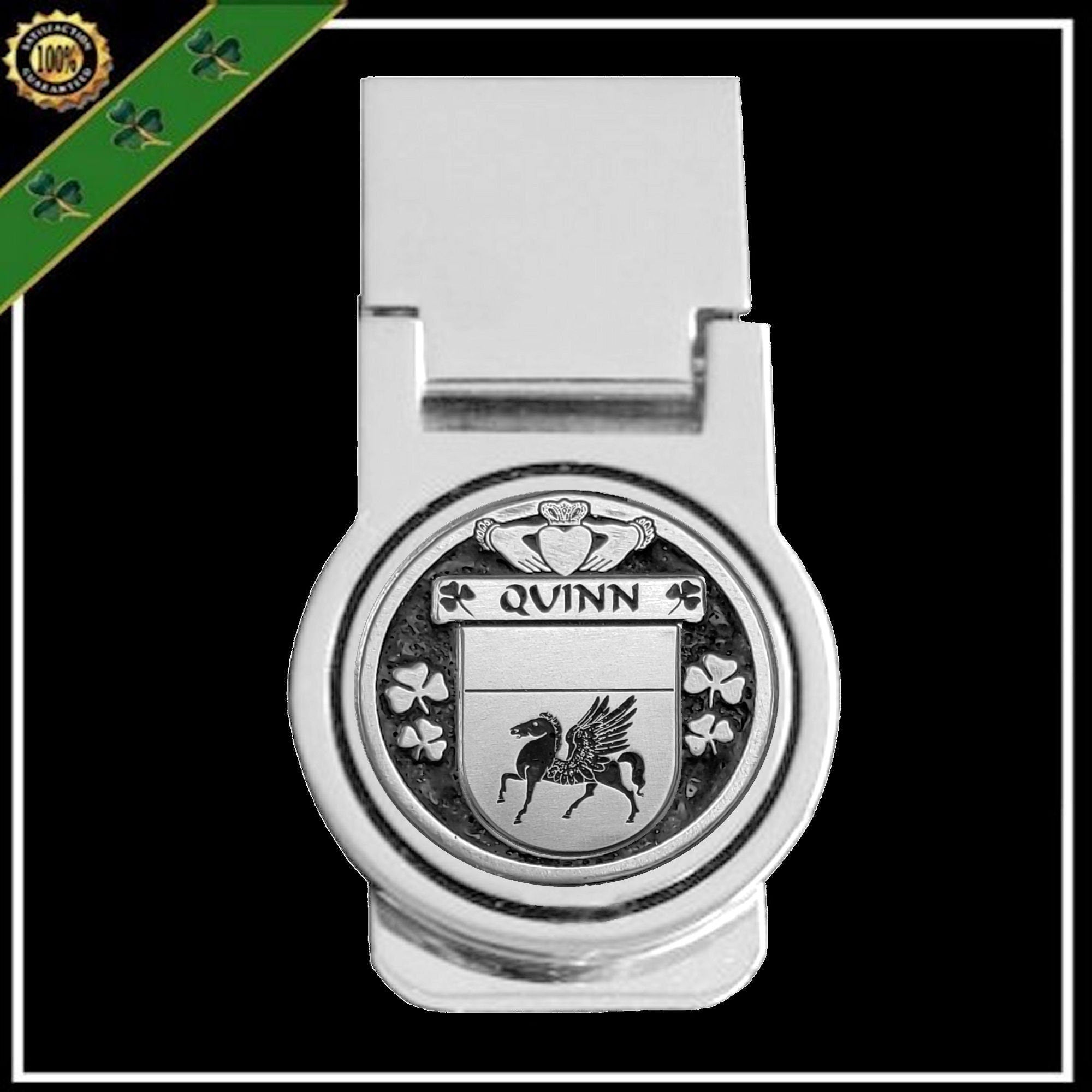 Quinn Irish Disk Coat of Arms Round Money Clip
