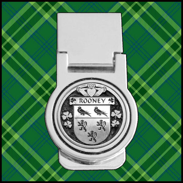 Rooney Irish Disk Coat of Arms Round Money Clip