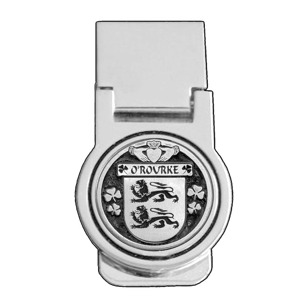 O'Rourke Irish Disk Coat of Arms Round Money Clip