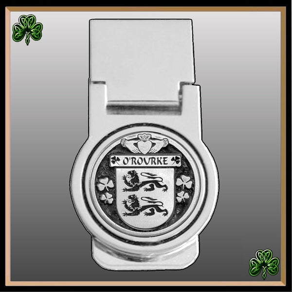 O'Rourke Irish Disk Coat of Arms Round Money Clip