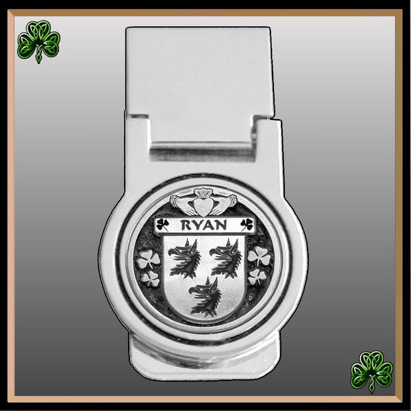 Ryan Irish Disk Coat of Arms Round Money Clip