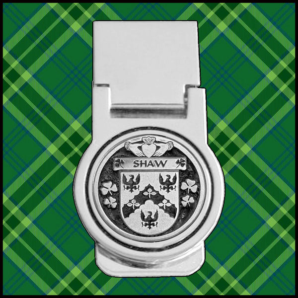 Shaw Irish Disk Coat of Arms Round Money Clip