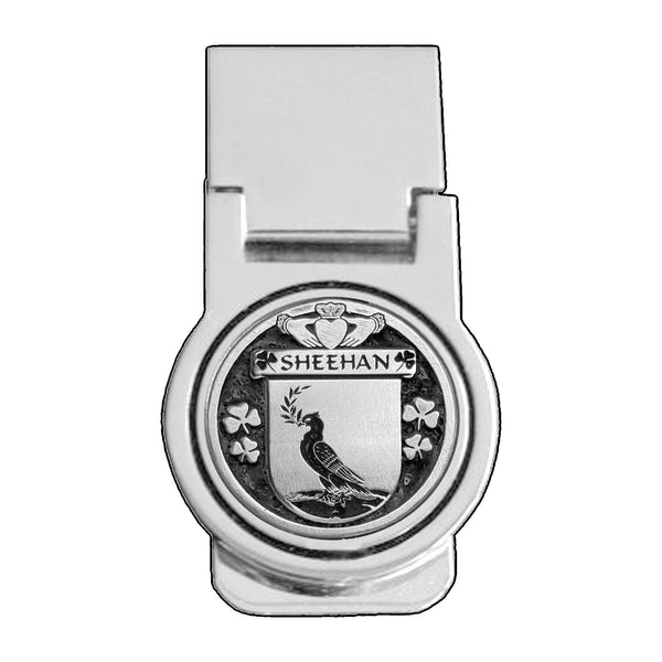 Sheehan Irish Disk Coat of Arms Round Money Clip