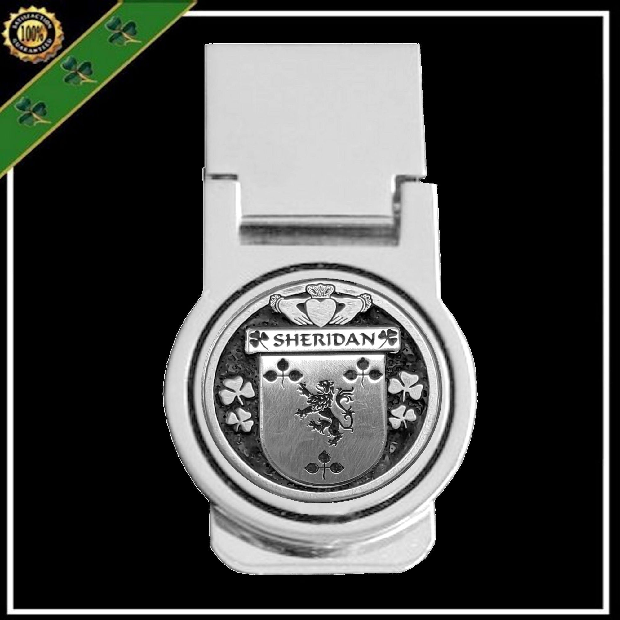 Sheridan Irish Disk Coat of Arms Round Money Clip