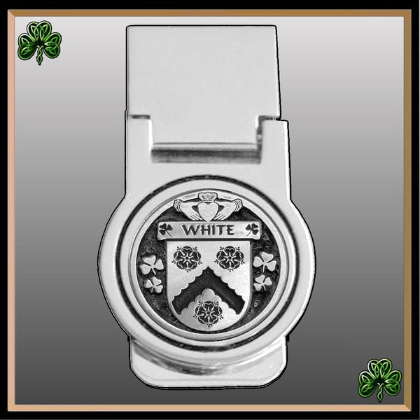 White Irish Disk Coat of Arms Round Money Clip