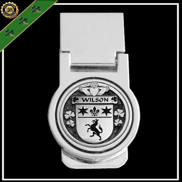 Wilson Irish Disk Coat of Arms Round Money Clip