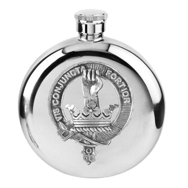 MacDonnell Antrim 5oz Round Scottish Clan Crest Badge Stainless Steel Flask