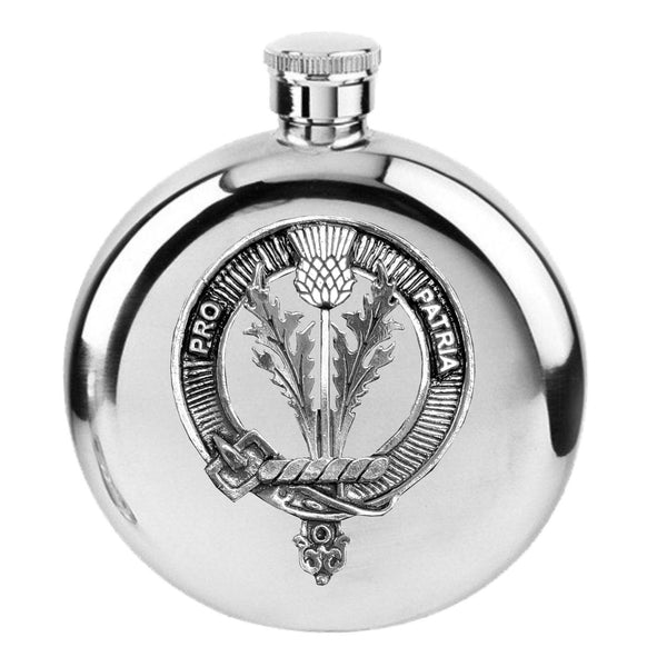 Thompson thistle 5oz Round Scottish Clan Crest Badge Stainless Steel Flask