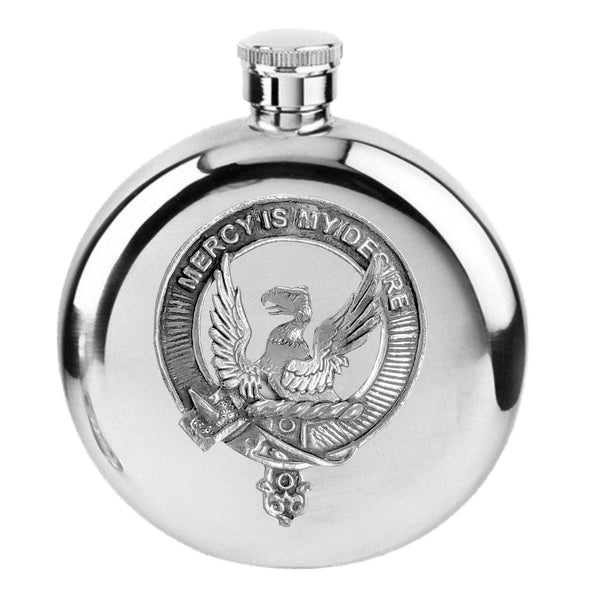 Wishart 5oz Round Scottish Clan Crest Badge Stainless Steel Flask