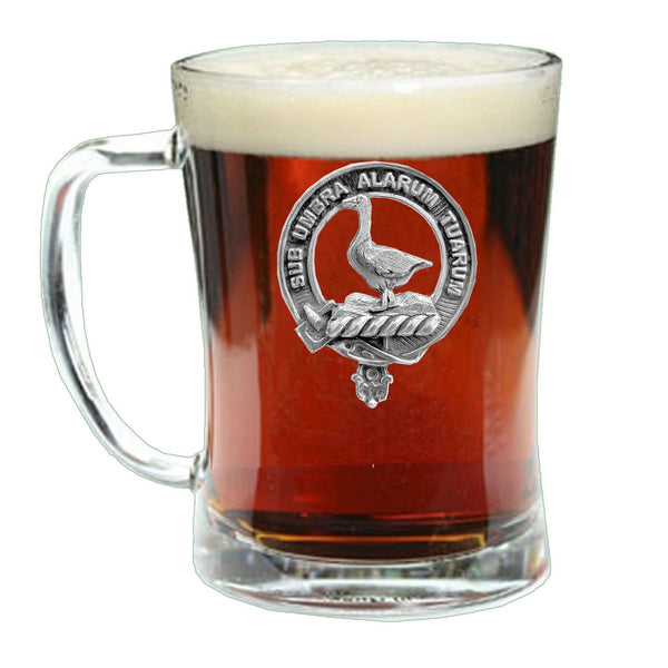 Lauder Clan Crest Badge Glass Beer Mug