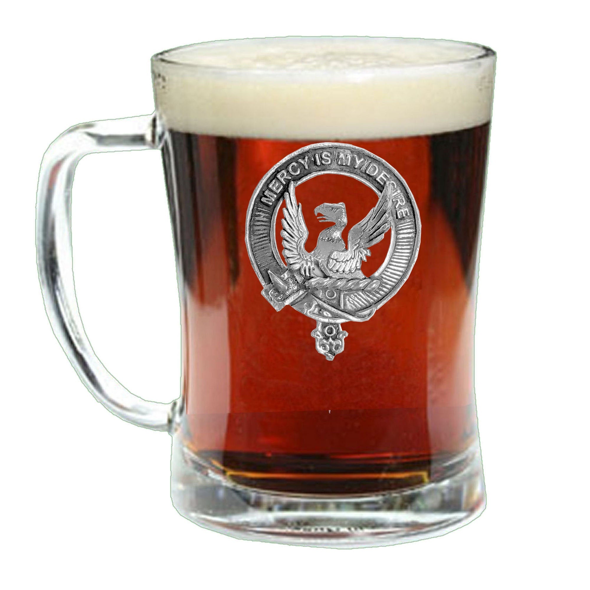 Wishart Clan Crest Badge Glass Beer Mug