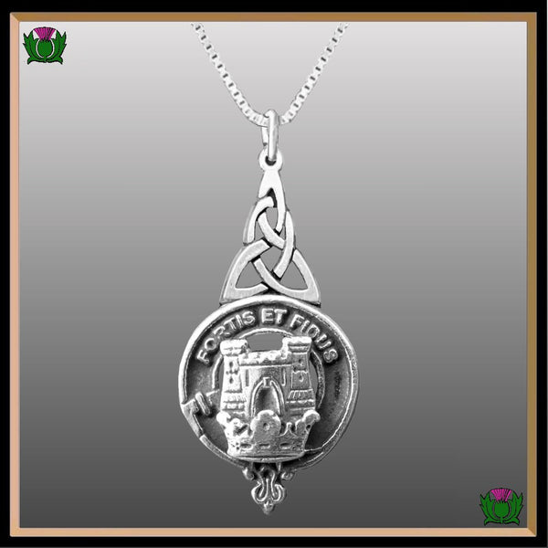 MacLachlan Clan Crest Interlace Drop Pendant