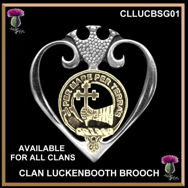 Clan Crest Luckenbooth Brooch - Sterling Silver and Gold - All Clans Available