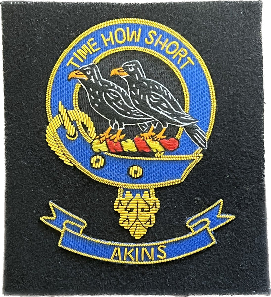 Akins Scottish Clan Embroidered Crest