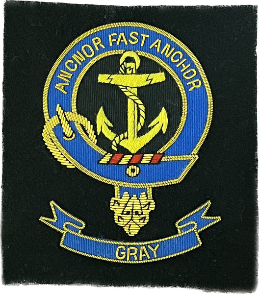 Gray Scottish Clan Embroidered Crest