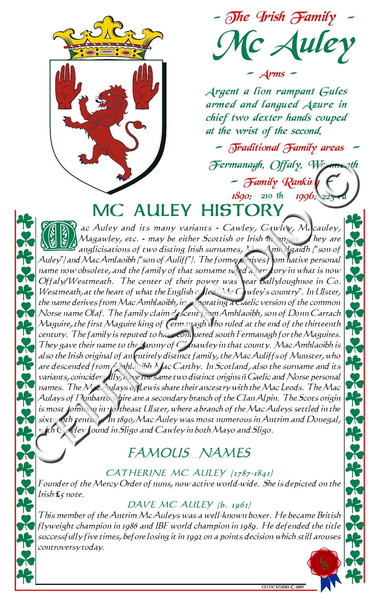 McAulay Irish Family History