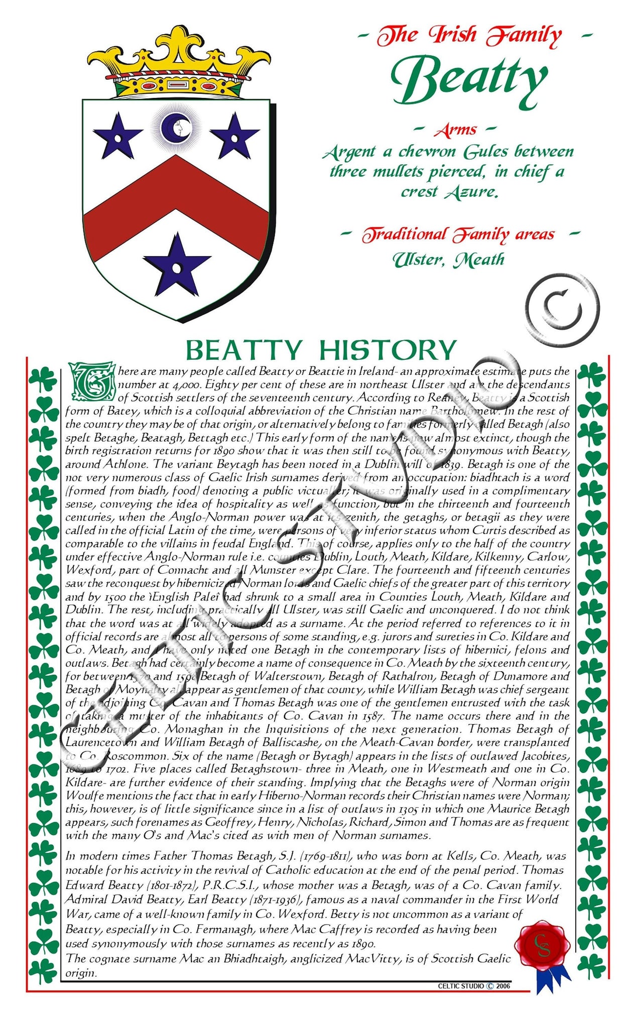 Beatty Irish Family History