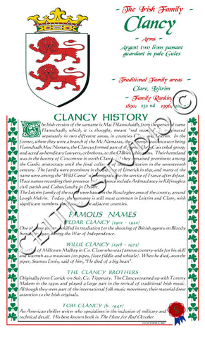 Clancy Irish Family History