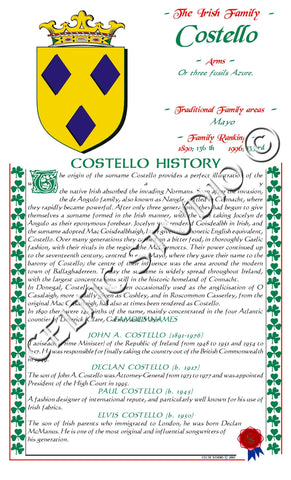 Costello Irish Family History