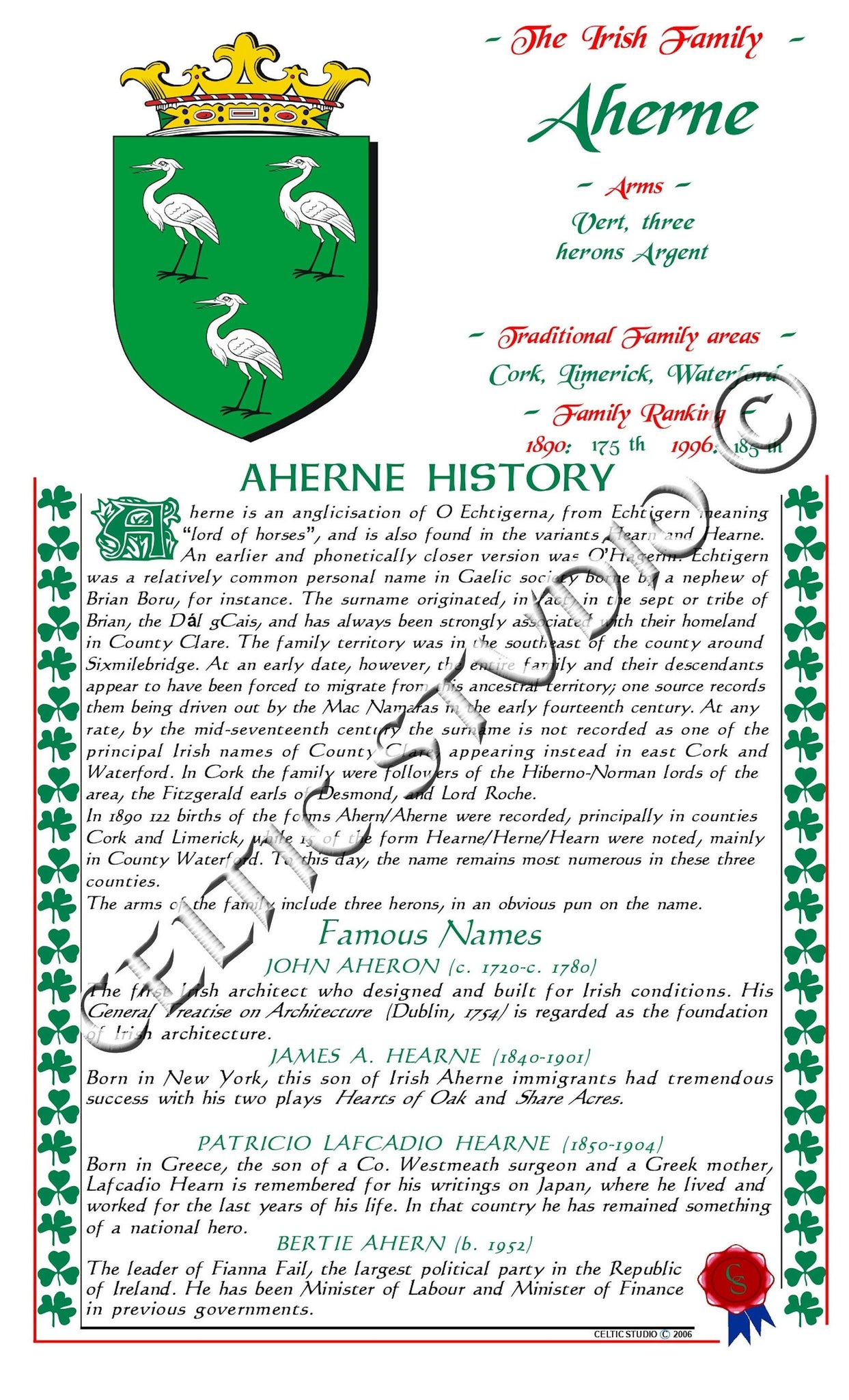 Aherne Irish Family History