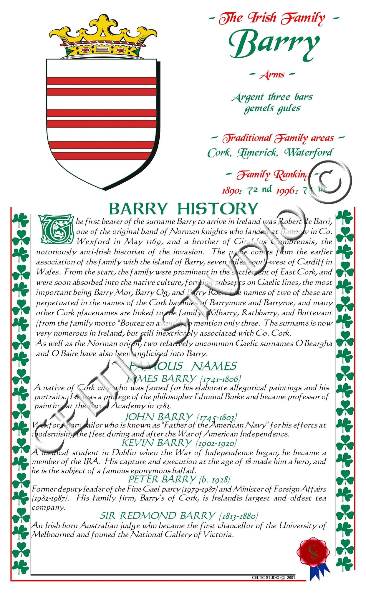 Barry Irish Family History