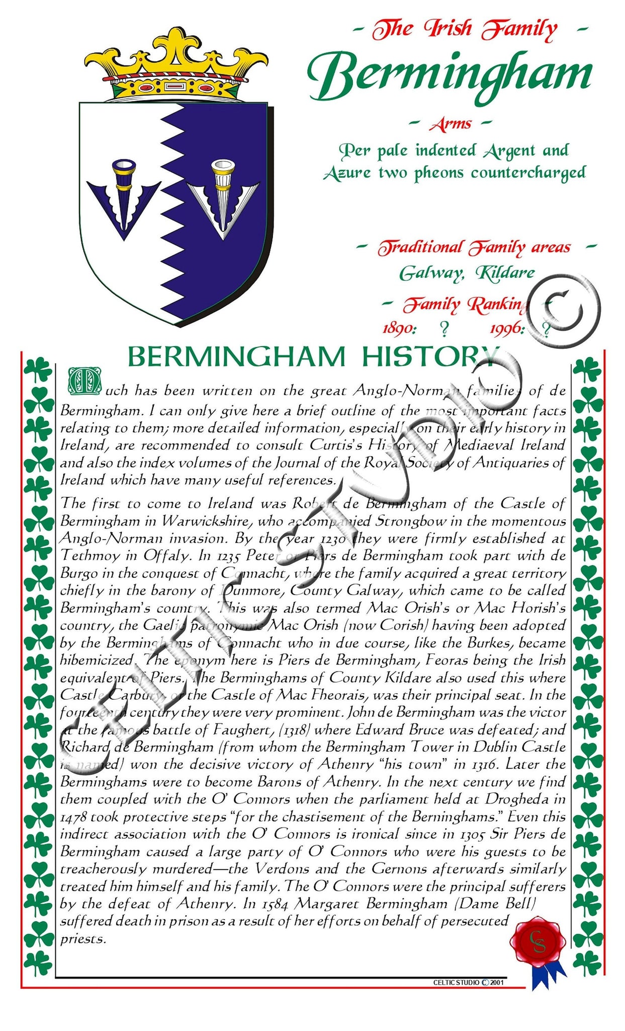 Bermingham Irish Family History