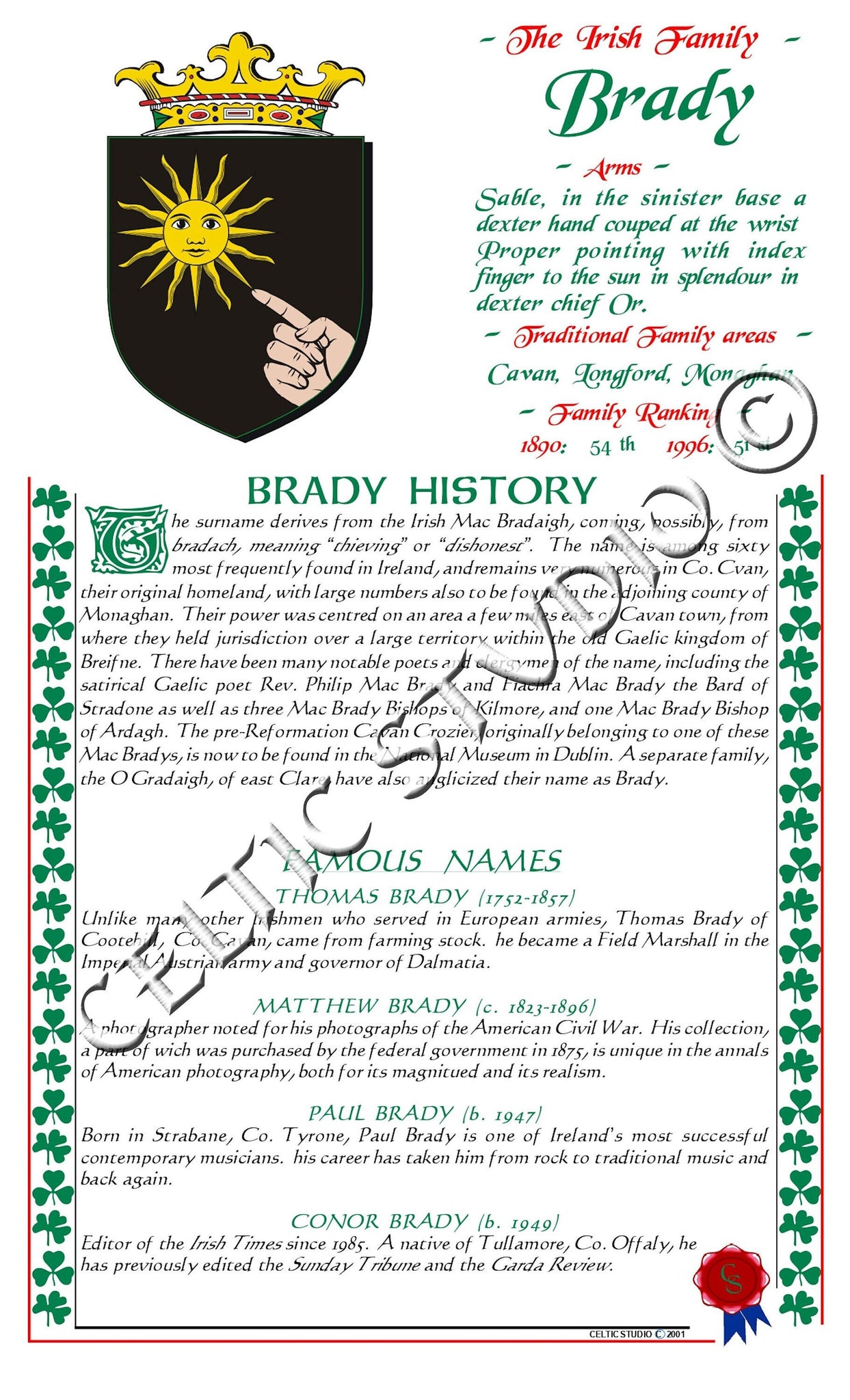 Brady Irish Family History