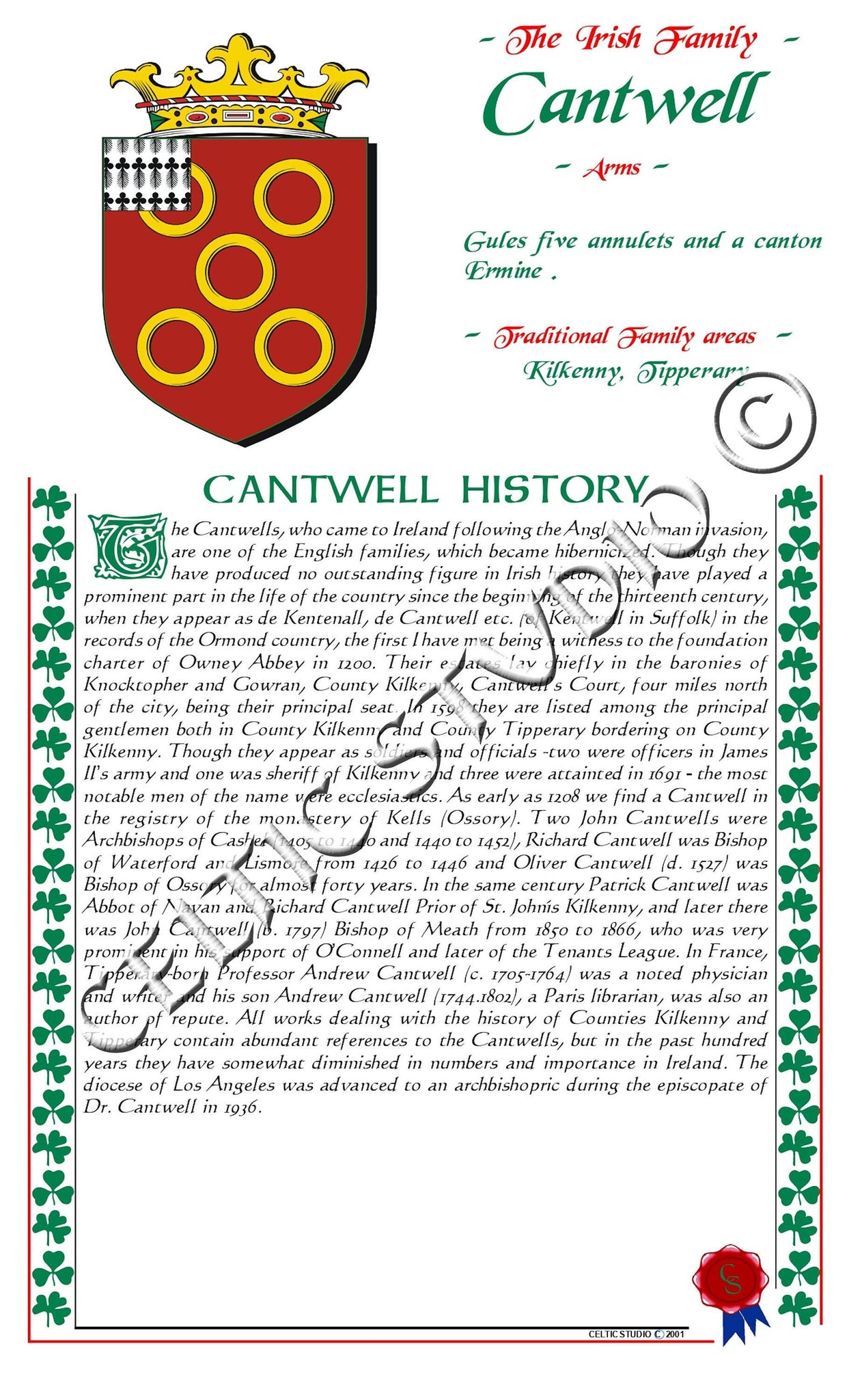 Cantwell Irish Family History