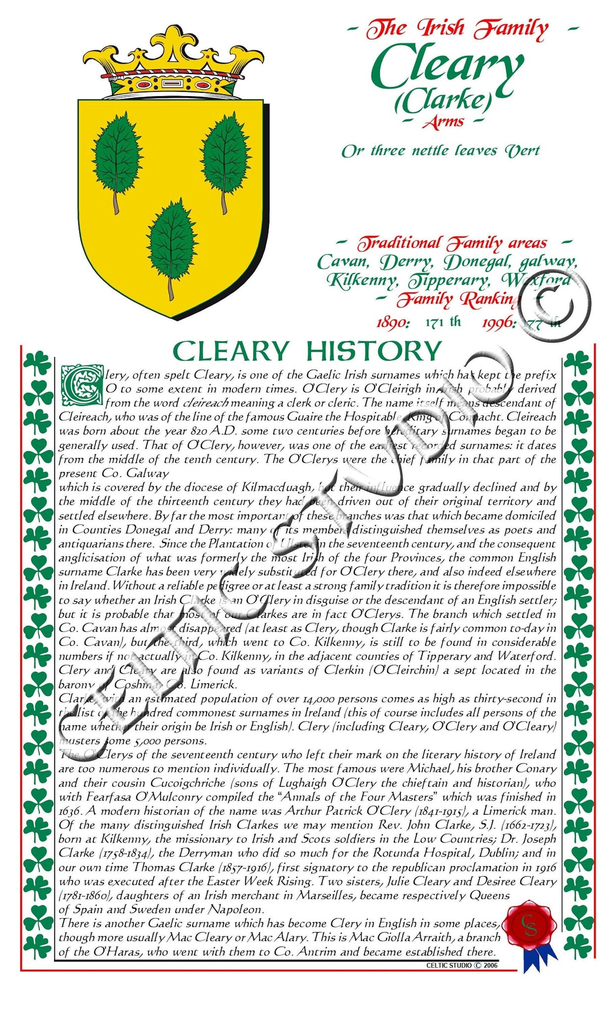 Cleary Irish Family History