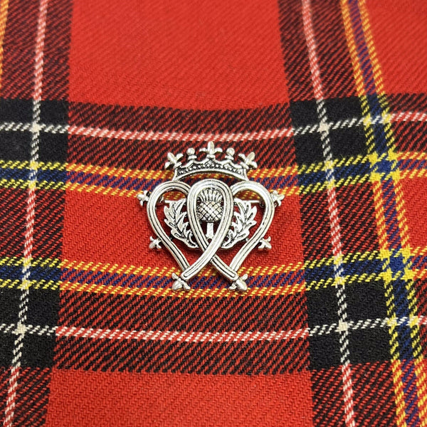 Luckenbooth Double Hearts and Thistle Brooch