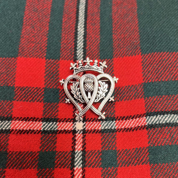 Luckenbooth Double Hearts and Thistle Brooch
