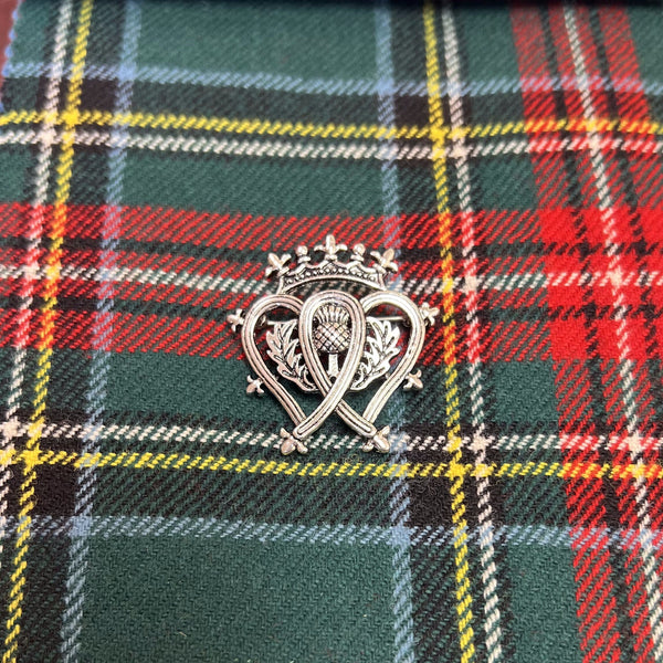 Luckenbooth Double Hearts and Thistle Brooch