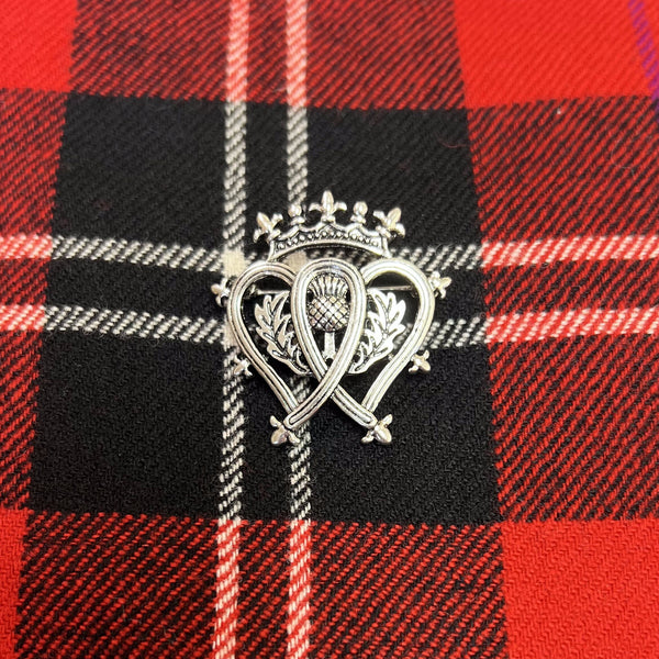 Luckenbooth Double Hearts and Thistle Brooch