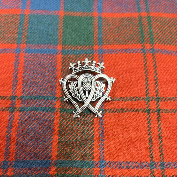 Luckenbooth Double Hearts and Thistle Brooch