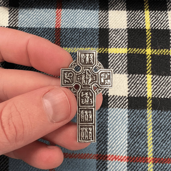 Castledermot Celtic Cross Pendant, Handcrafted Irish Cross - Stereling Silver