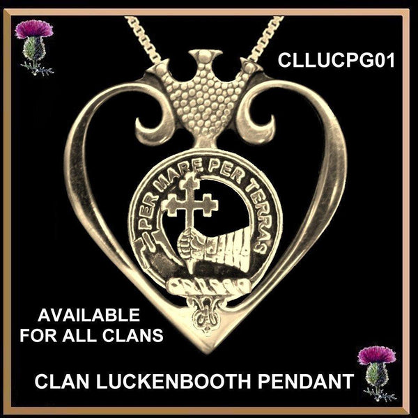 Clan Crest Luckenbooth Pendant - Sterling Silver and Gold - All Clans Available