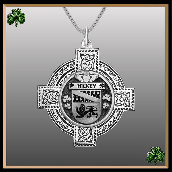 Hickey Irish Coat of Arms Celtic Cross Pendant ~ IP04
