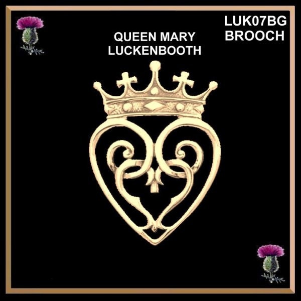 Scottish Luckenbooth Brooch, Queen Mary, 10K or 14K Solid Gold, Large Pin