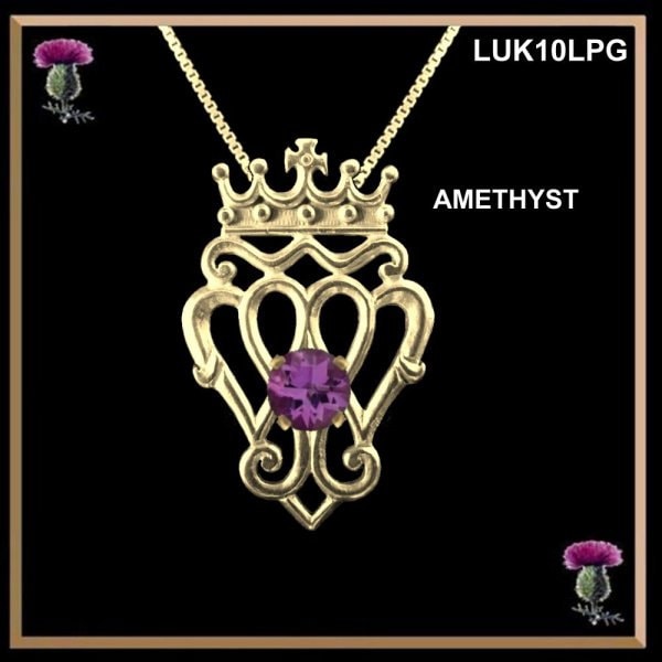 Queen Mary Medium Luckenbooth Gold Scottish Pendant with Gemstone