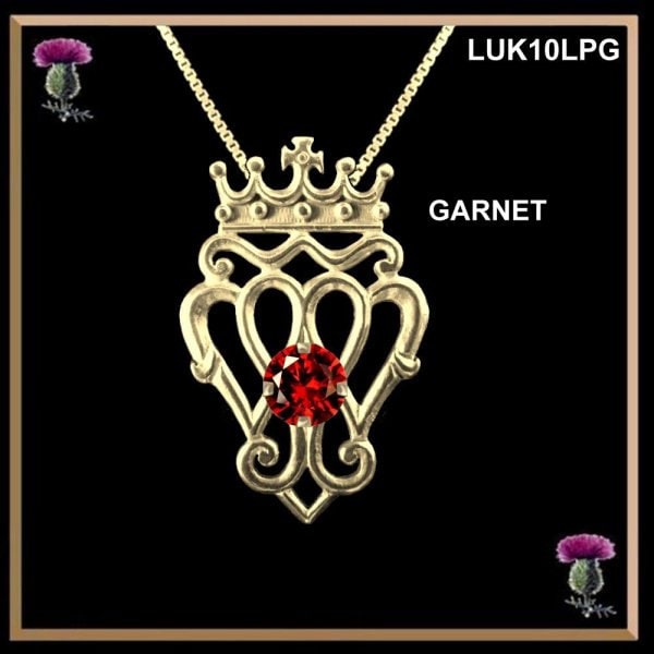 Queen Mary Medium Luckenbooth Gold Scottish Pendant with Gemstone