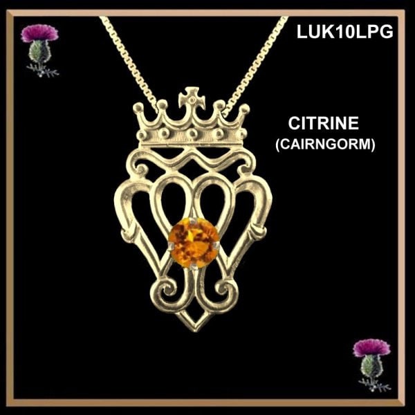 Queen Mary Medium Luckenbooth Gold Scottish Pendant with Gemstone