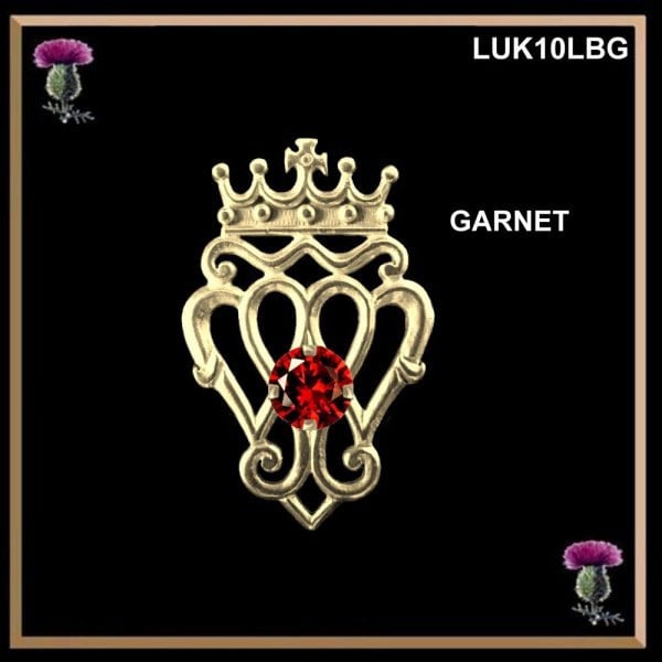 Queen Mary Medium Luckenbooth Gold Scottish Brooch with Stone