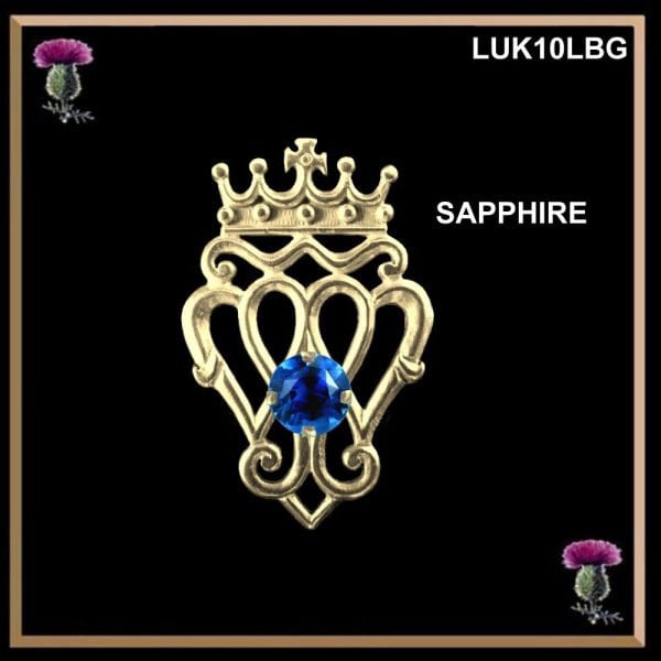 Queen Mary Medium Luckenbooth Gold Scottish Brooch with Stone