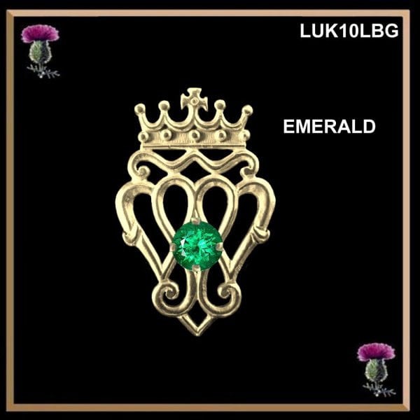 Queen Mary Medium Luckenbooth Gold Scottish Brooch with Stone